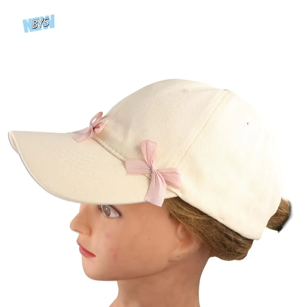 

Simple Korean Style Ribbon Bow Baseball Cap Baseball Hat Cotton Sun Hat Sun Cap Sunscreen Peaked Cap Girl