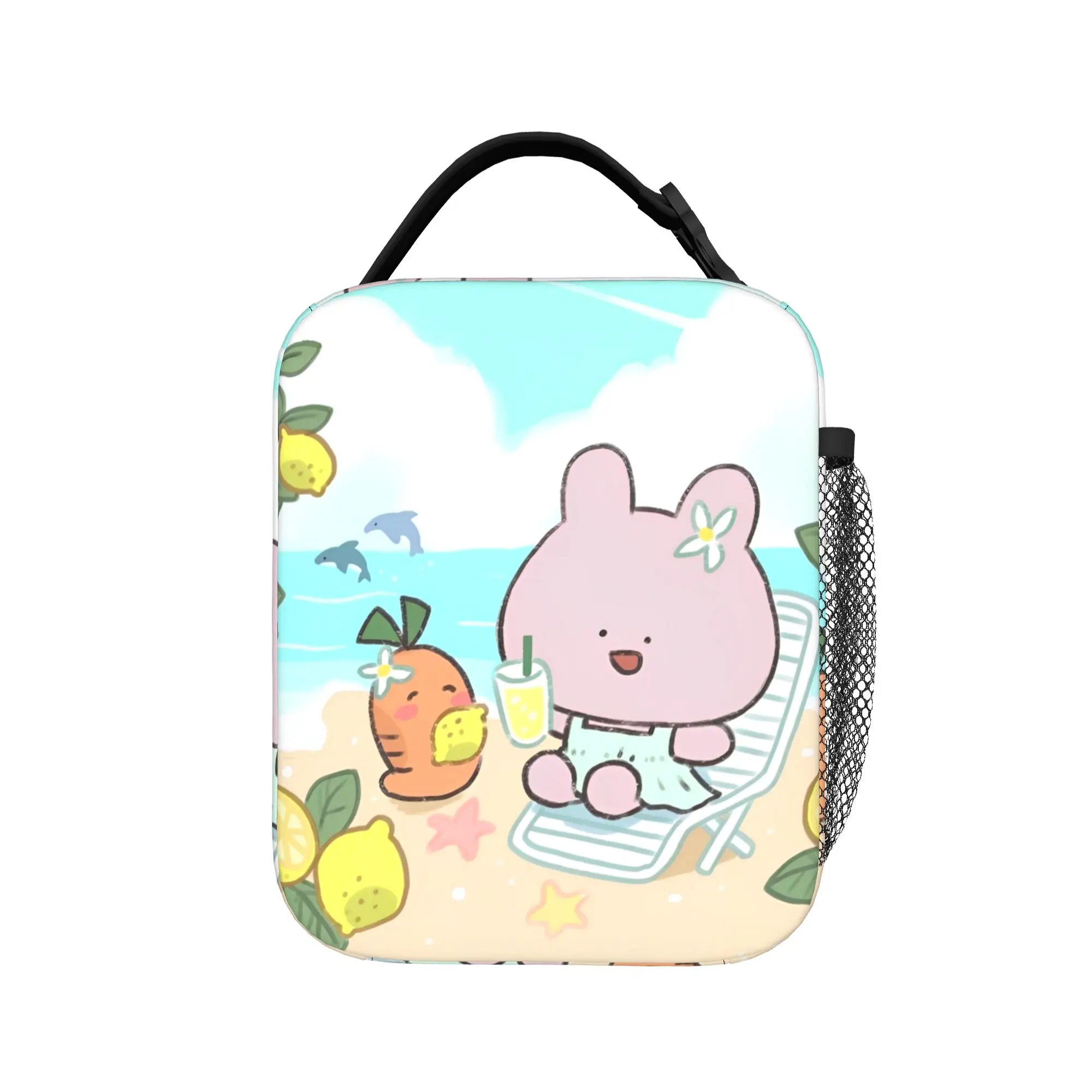 Asamimichaan Asleep Cartoon Insulated Lunch Bag Cooler Bag Reusable,Meal Container Kawaii Asamimi Portable Tote Lunch Box