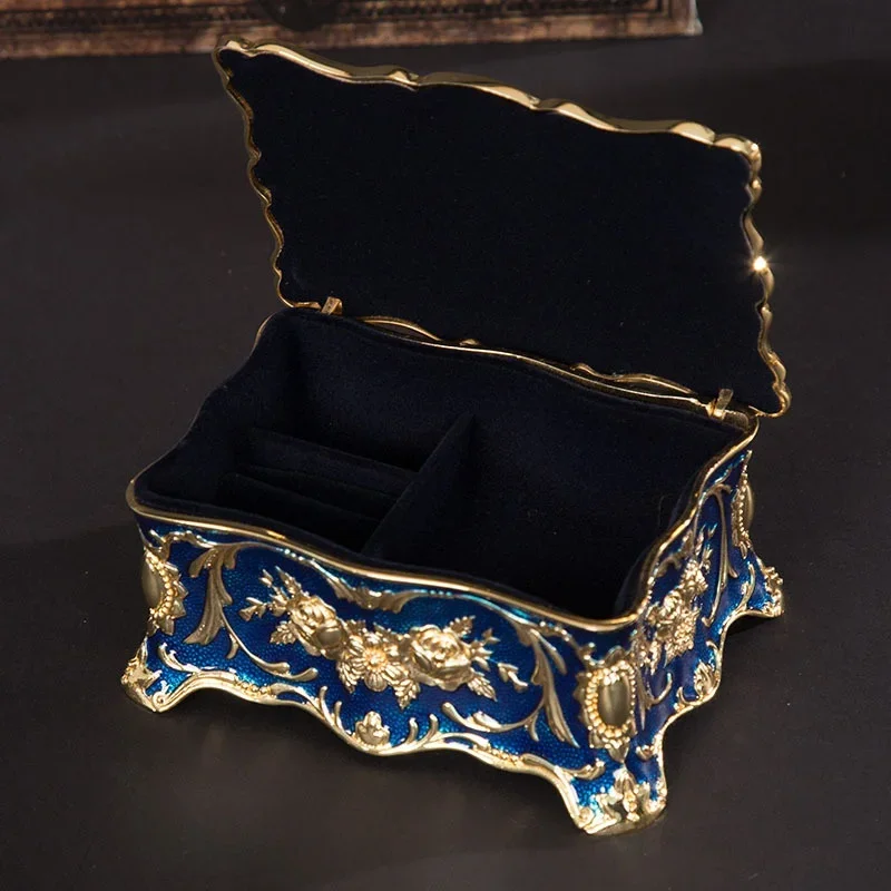 Metal Crafts European Style Retro Jewelry Box Creative High-end Ring Necklace Small Storage Box Gift