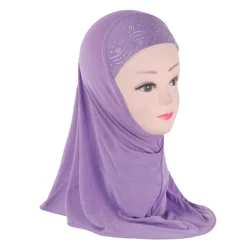 Diamonds Hijab Muslim Kids Girls Headscarf One Piece Amira Islam Instant Scarf Turban Arabic Ready To Wear Head Wrap Niqab 2-7Y