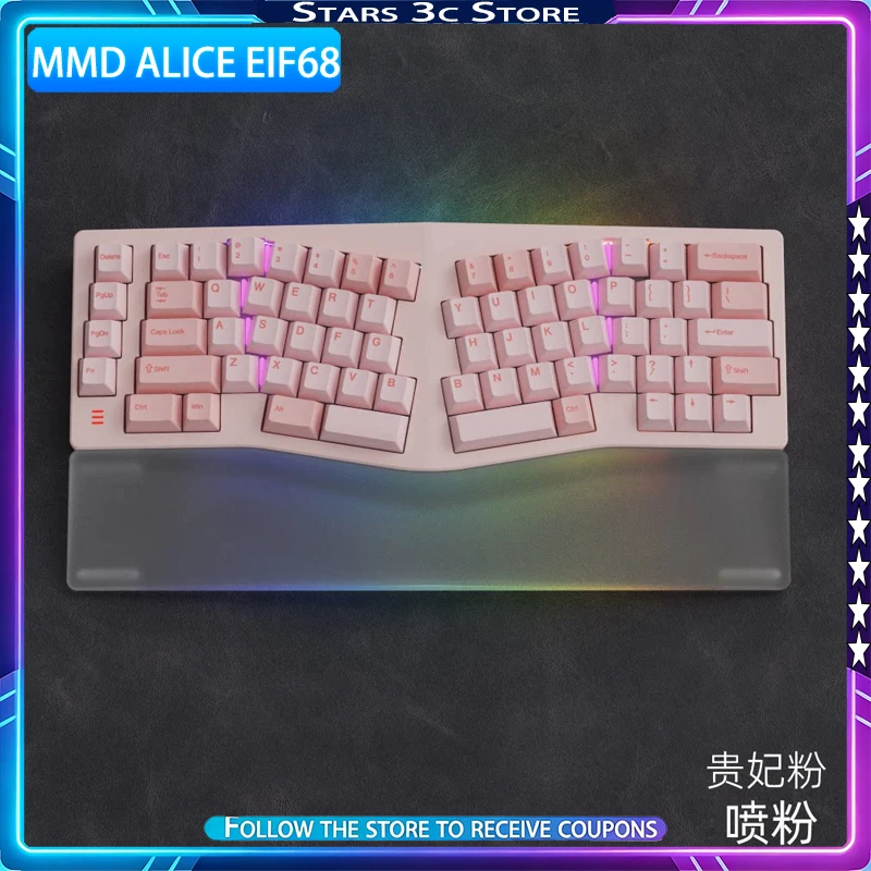 

MMD Alice EIF68 mechanical keyboard Wireless Tri Mode aluminum alloy Hot swap RGB With Wrist rest QMK/VIA Office Gaming Keyboard
