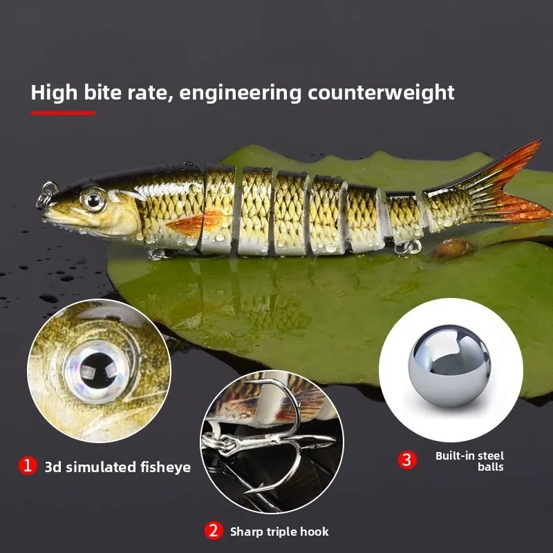 

Multi segment fish biomimetic loach false bait set,long throw slow sinking 10cm10g simulated 9-segment fish,hard bait lure lure