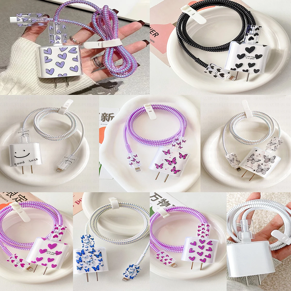 5 pcs Set Case For Apple 18/20w Charger Protective Case Is Applicable to iPhone 16/15PM Data Cable Head Bite Protector Shell