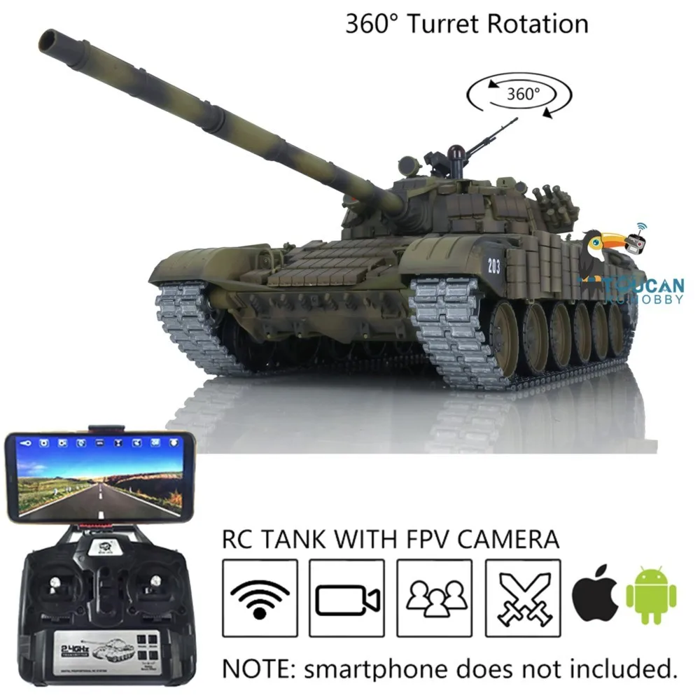 รถถังบังคับวิทยุโลหะรุ่นอัพเกรด Ver Toucan Heng Long 1/16 7.0 พร้อมกล้อง FPV T72 3939 360 องศา °   รถหุ้มเกราะหมุนป้อมปืน TH20571