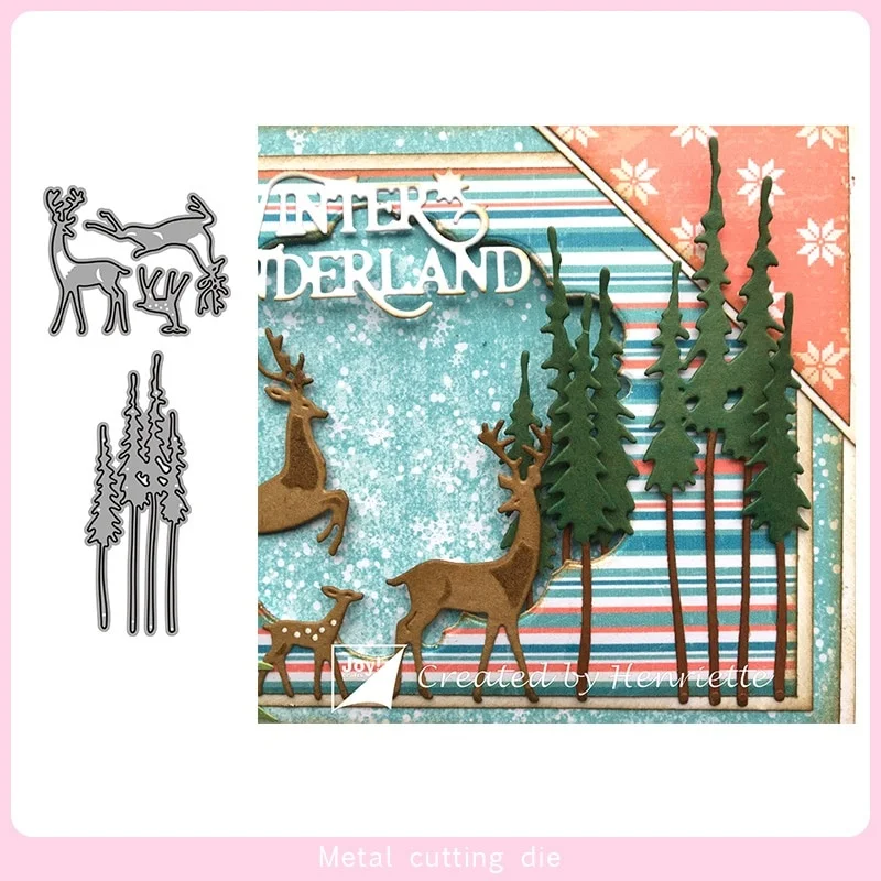 1Pc Elk and trees Christmas Metal Cutting Dies Scrapbooking Photo Album Decorative Embossing Paper Card