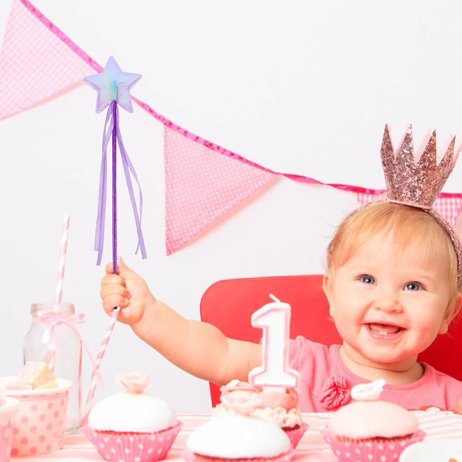 

6Pcs Pink Fairy Star Wands for Princess Costume Accessories Birthday Party Favors Performance Props