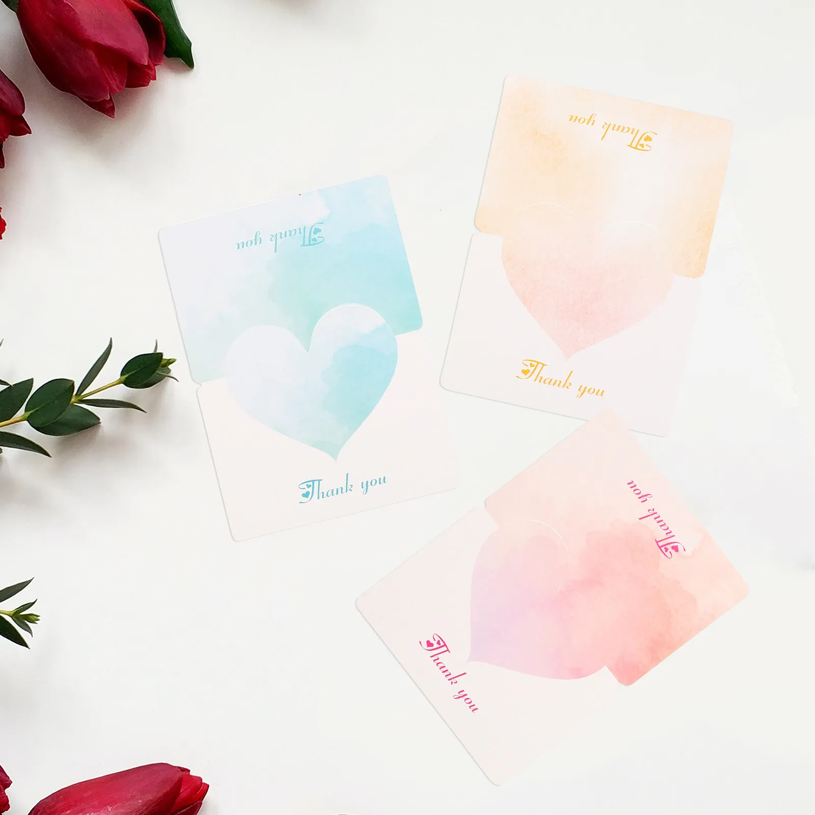 

30Pcs Greeting Cards Fresh Floral Design Wedding Shower Birthday Thank You Notes Small Business Heart Cards
