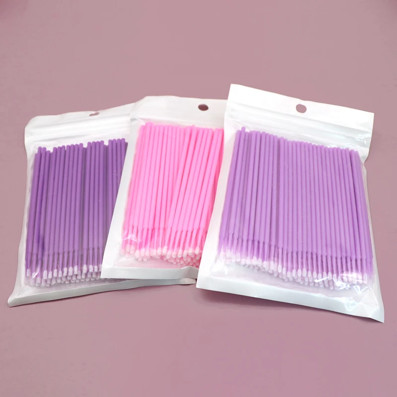 100 Stuks Wegwerp Microbrush Wattenstaafje Wimper Verlenging Eye Lash Lijm Reinigingsborstels Applicator Sticks Make-Up Tools