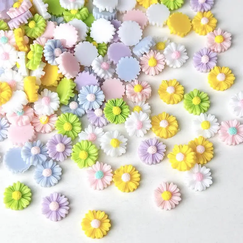 Macaron Colored Daisy Nail Charms Luminous Minimalist Resin Flowers Nail Art Decorations Accessories for Making DIY Manicure