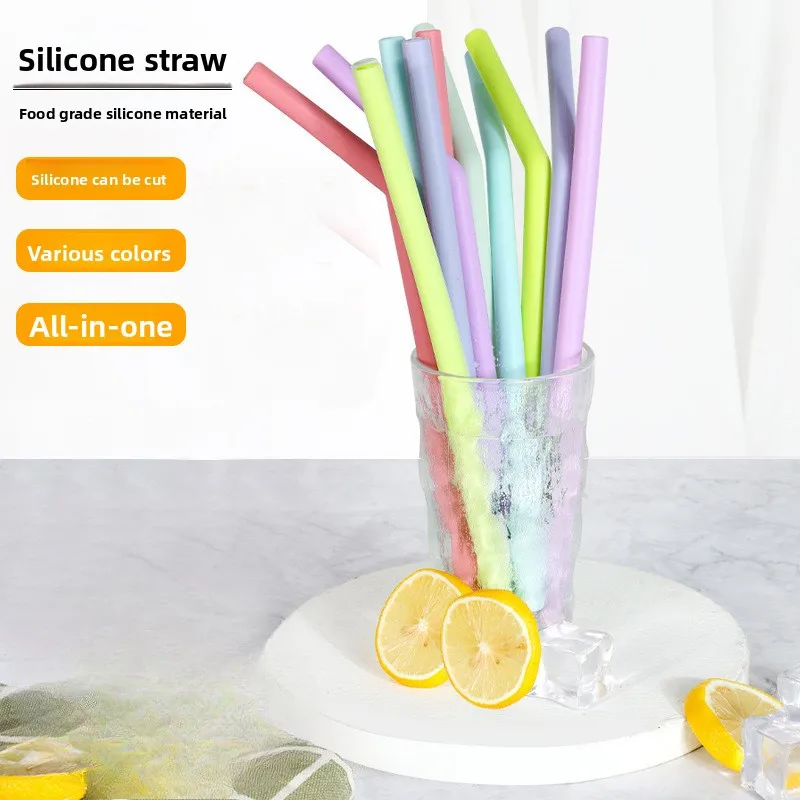 

Colored silicone straws, food-grade silicone elbows can be folded at high and low temperatures,cocktail milk tea beverage straws