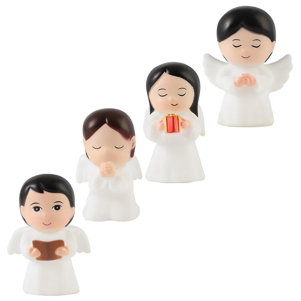 

4 Pcs Decorate Pray Little Angel Outdoor Ornaments Decoration Vinyl Lumens Desktop