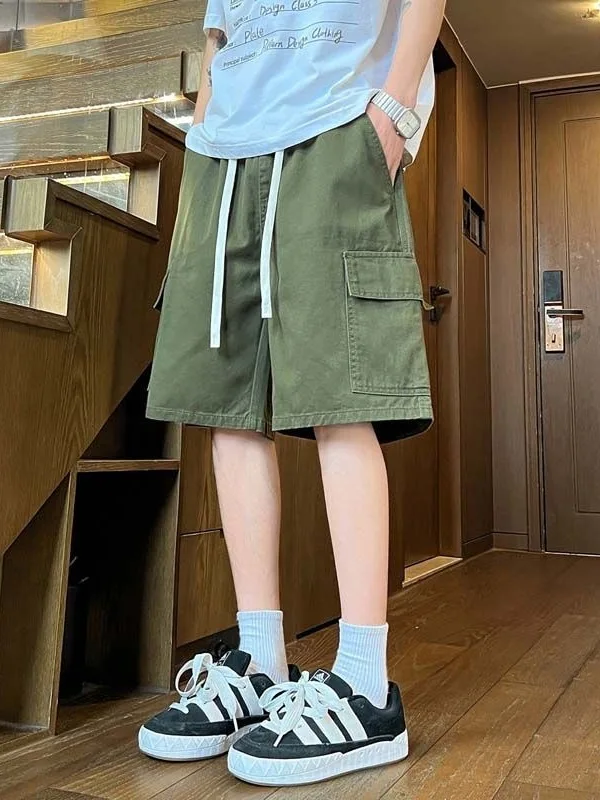 

Мужские летние рабочие брюки-карго из хлопка, тонкие, укороченные, в уличном стиле, модные, прямого кроя