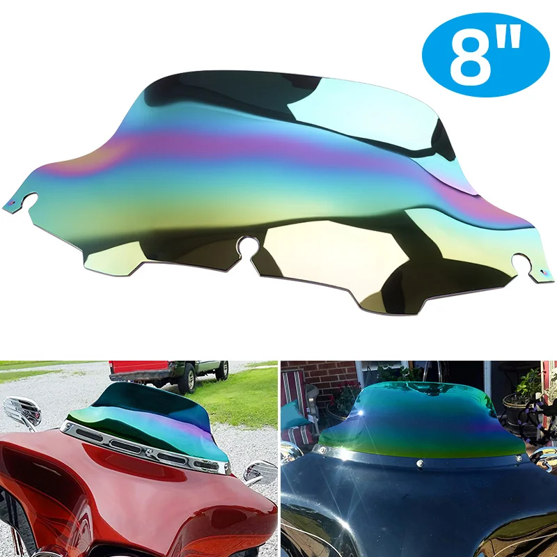 

8" Motorcycle Windscreen Windshield Wind Deflector Shield For Harley Touring Electra Street Glide Ultra Classic FLHX 1996-2013