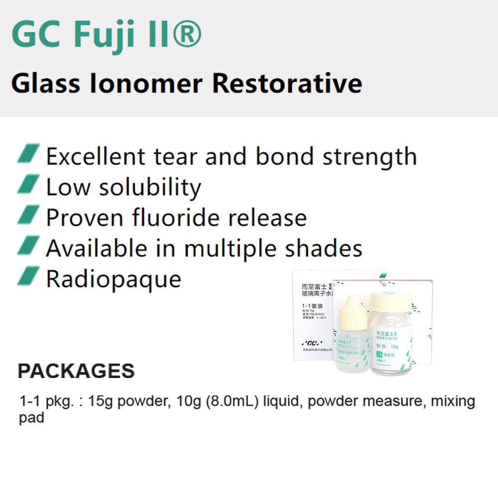 Gc Fuji Cem2 Dental Glass Cement Ionomer Filling Material Gc Fuji 2 Permanent Teeth Restoration Powder Cord Build Up Dentistry