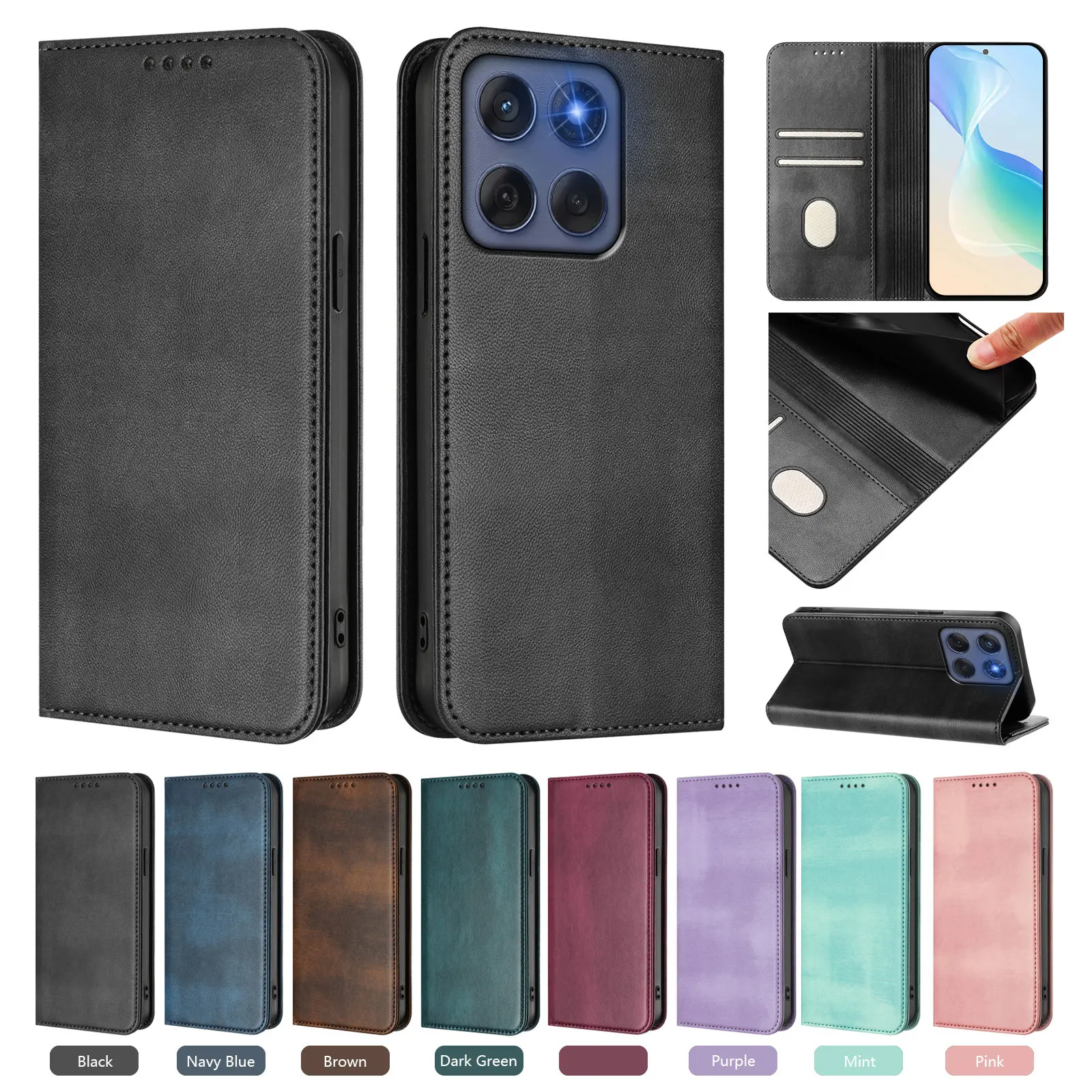 Luxury Magnetic Leather Wallet Case For Motorola Moto Edge 70 Ultra 70 Fusion 70 60 Pro 60 Stylus 60 Neo Cover