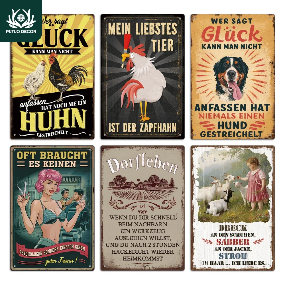 

Putuo Decor 1pc Art German Vintage Metal Tin Sign, 7.9x11.8Inches,Wall Decor for Home Farmhouse Farm Ranch, Zooid Element Gift