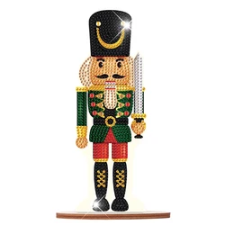 Christmas Nutcracker Wooden 5D Full Round Diamond Paintings Xmas Table Decoration Rhinestones Crystal Diamond Art Craft Ornament