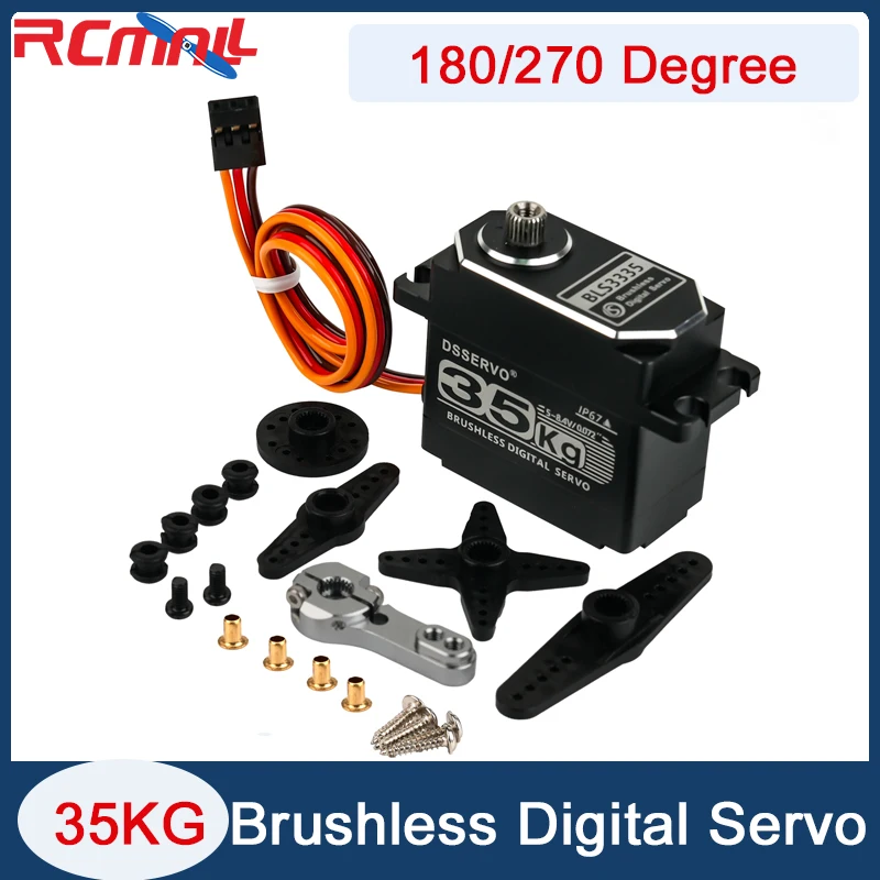 BLS3335 Digital Servo Brushless Motor 35KG High Power Torque Steel Gear 180/ 270 Degree Waterproof for RC Model Car Robot