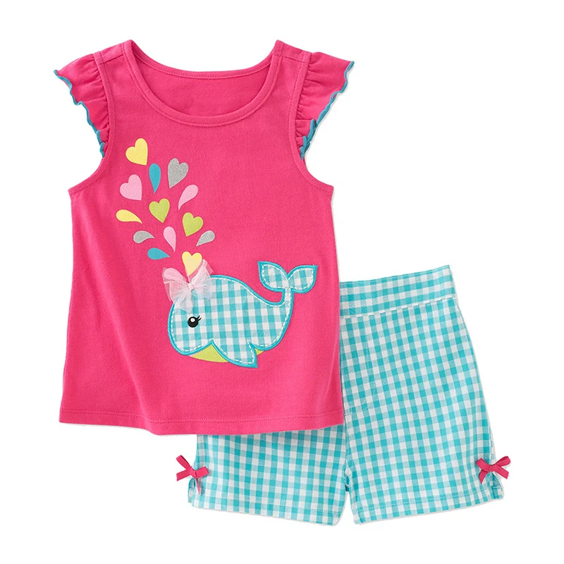 Girls Two Piece Short Set Summer Animal Print Casual Children Short Top + Shorts Toddler Baby Girl Clothes