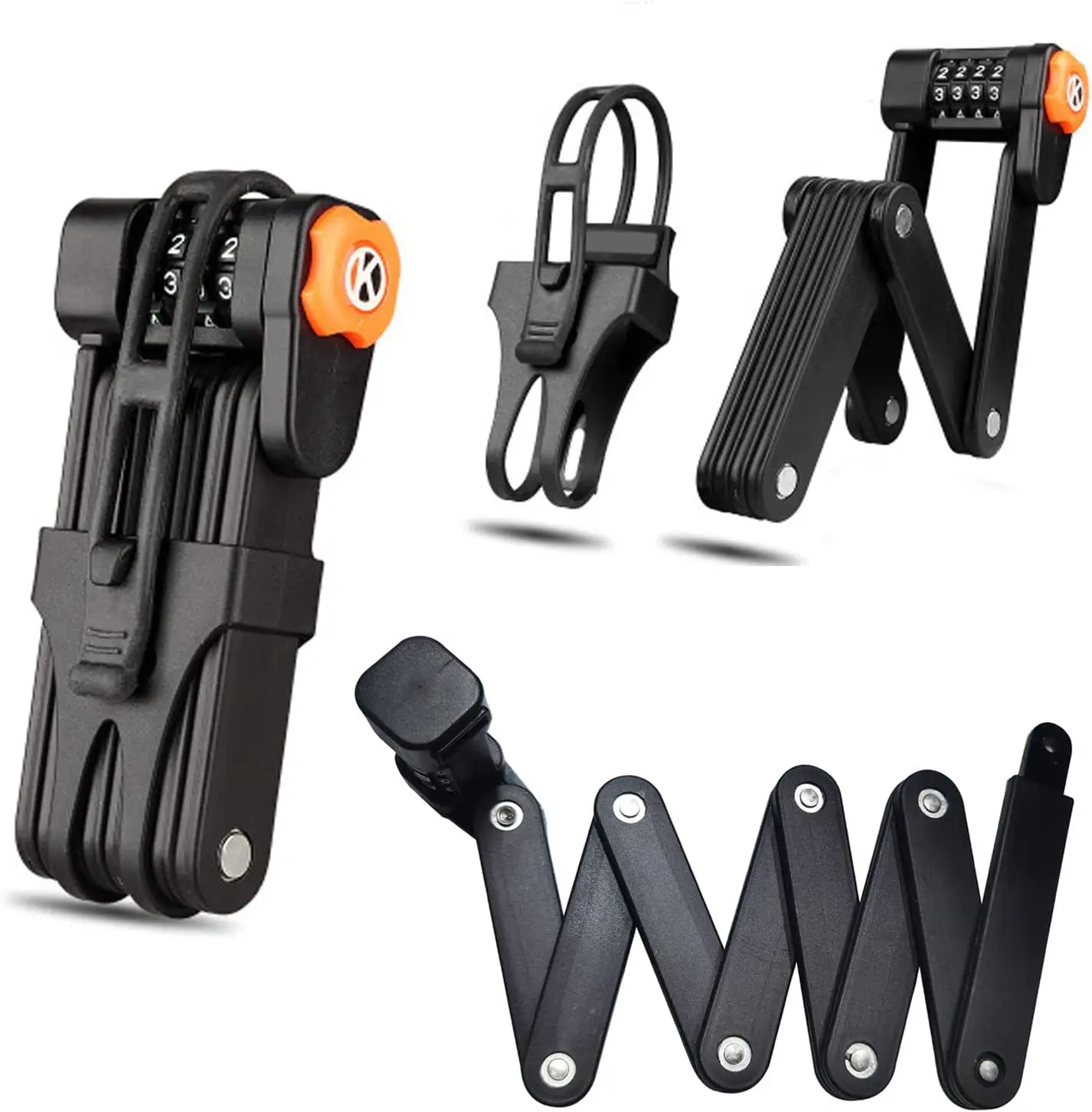 Folding Bike Lock, Compact Bike Lock for Bicycle Scooter Motorcycle Chain Lock, Heavy Duty Anti Theft Bicycle Locks