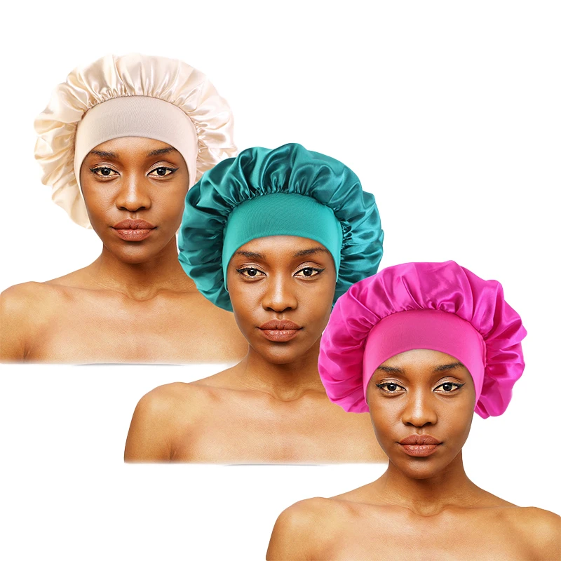 3 TEILE/LOS Unisex Elastische Band Kappe Für Krempe Nacht Hut Bad Kappe Extra Große Satin Seidige Motorhaube Schlaf Hut Für Lockige federnd – Detail 4