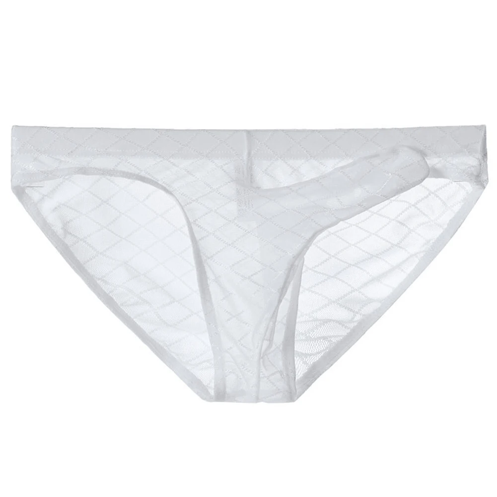 Mesh Ultrathin Underpants Diamond Print Underwear Sleepwear Night Use Comfortable Fit Elastane Blends Mens Underwear