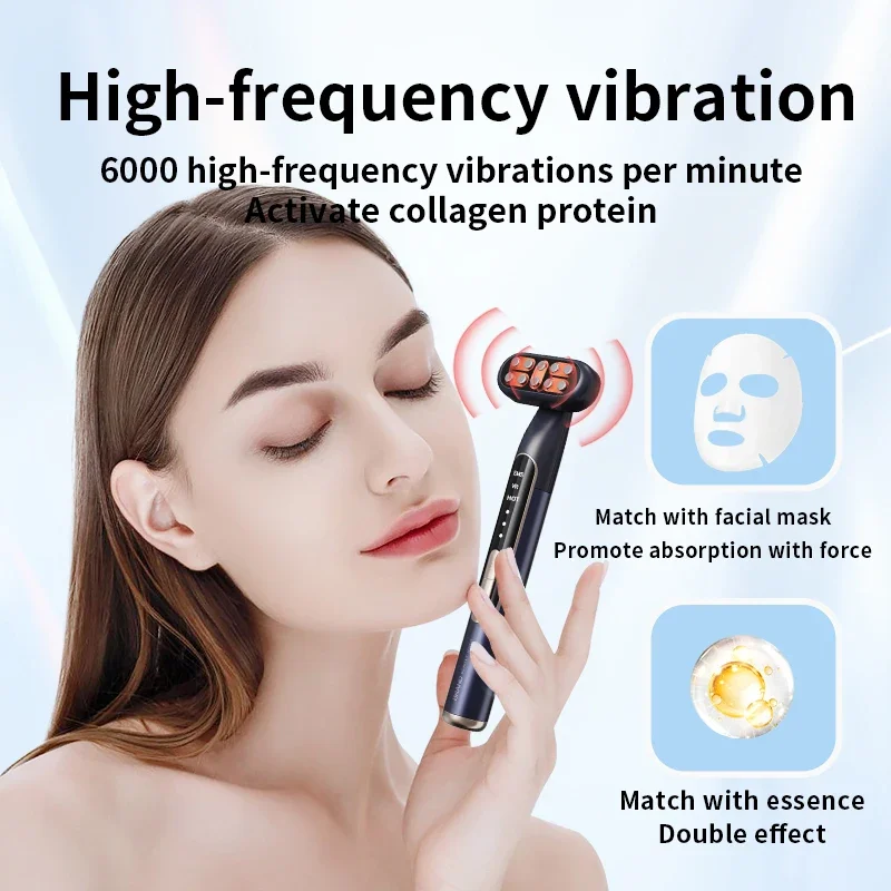 New 9 Colors Red Light Facial Wand EMS Microcurrent Face Lifting Device Eye Neck Massager Skin Tightening  Skin Care Beauty Tool