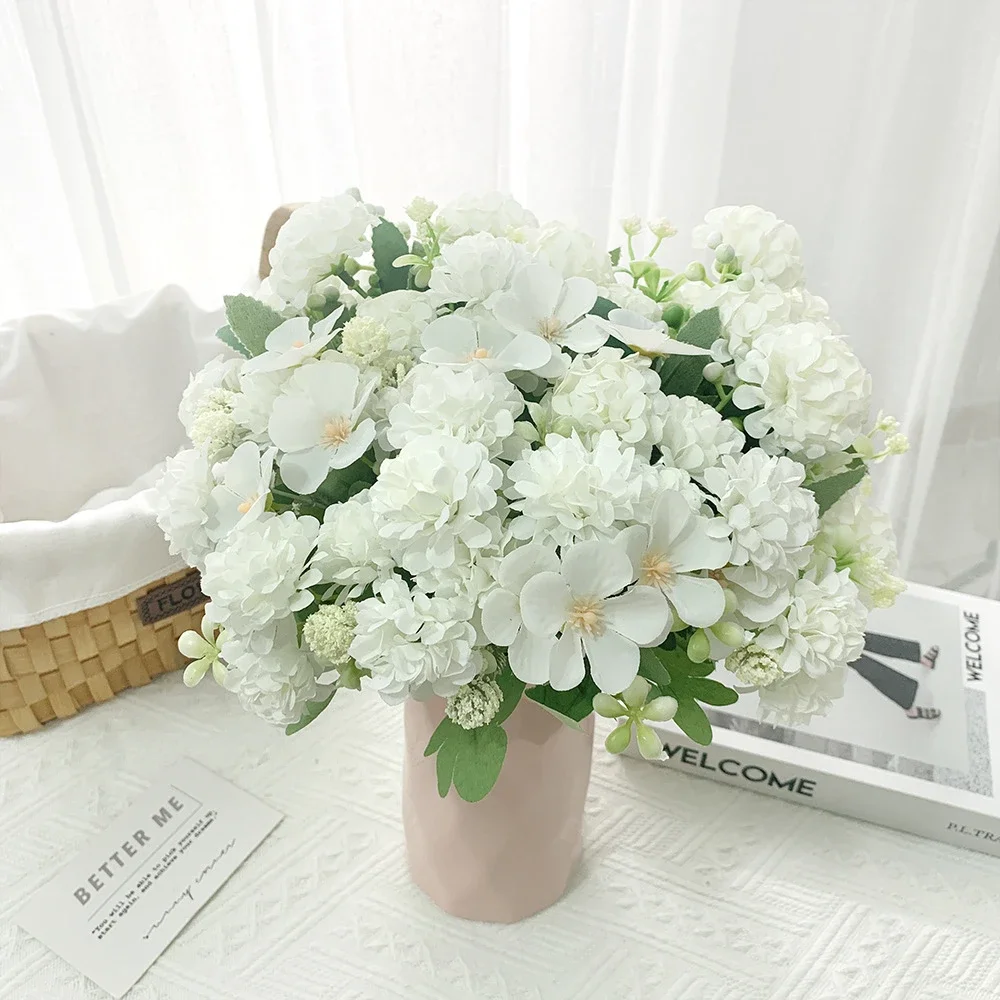 Artificial Silk Ball Chrysanthemum Bouquet Wedding Bride Holding Flowers Home Living Room Garden Flower Arrangement Decoration