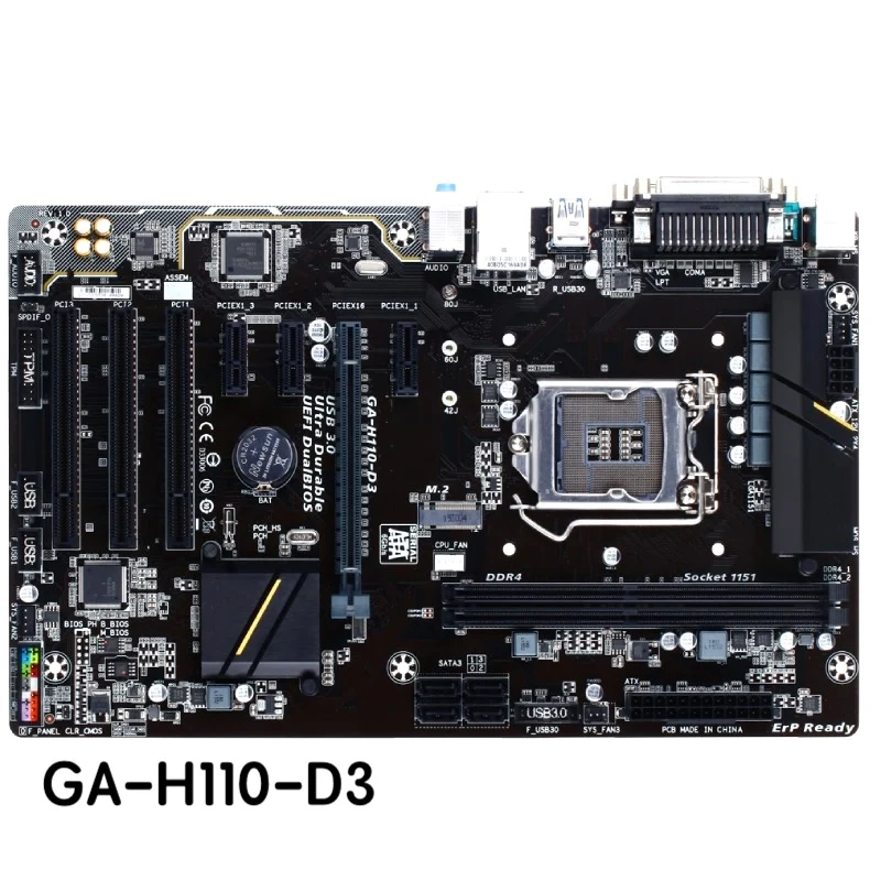 

For Gigabyte GA-H110-D3 Desktop Motherboard H110 D3 LGA 1151 DDR4 Mainboard 100% Tested OK Fully Work Free Shipping