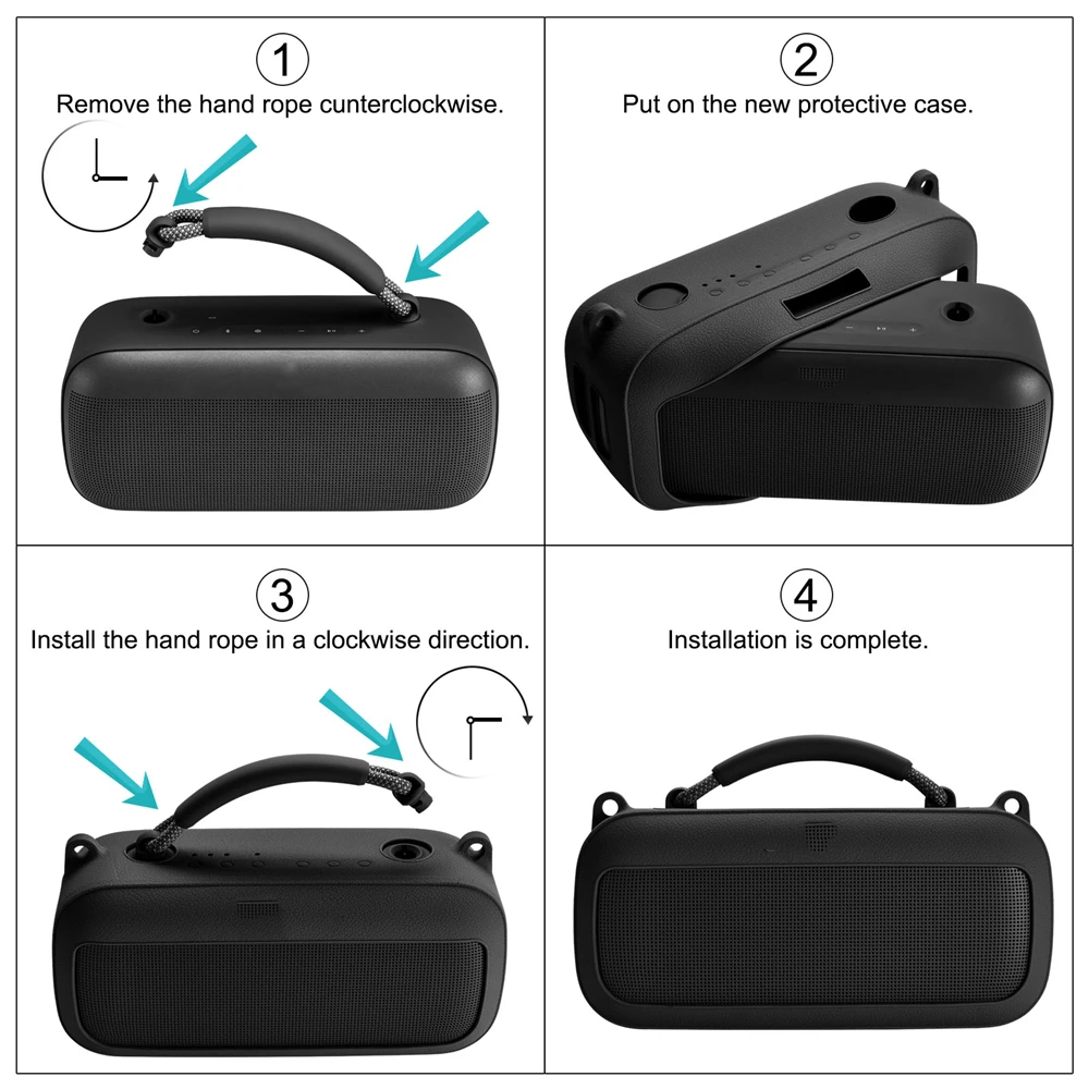 Black/Blue Silicone Protective Case for SoundLink Max Wireless Audio Anti-scratch Accessories