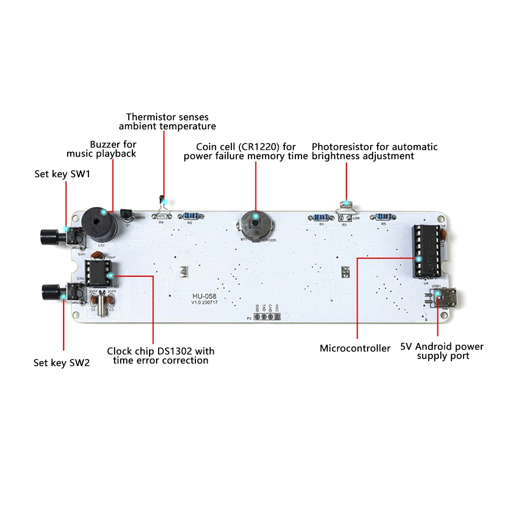 Imagem -06 - Colorido Relógio Digital Kit Faça Você Mesmo Rgb Microcontrolador Solda Exercício Prático Formação Produção Peças Soltas