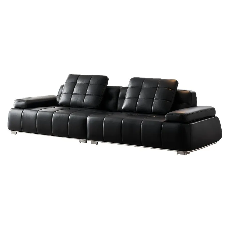 

Leather sofa designer big seat deep middle and ancient villa high backrest straight row three full leather furniture