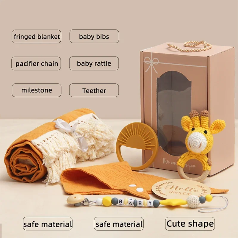 Newborn bath toys cotton blanket bib pacifier chain children\'s gift box daily necessitiesNewborn bath toys cotton blanket