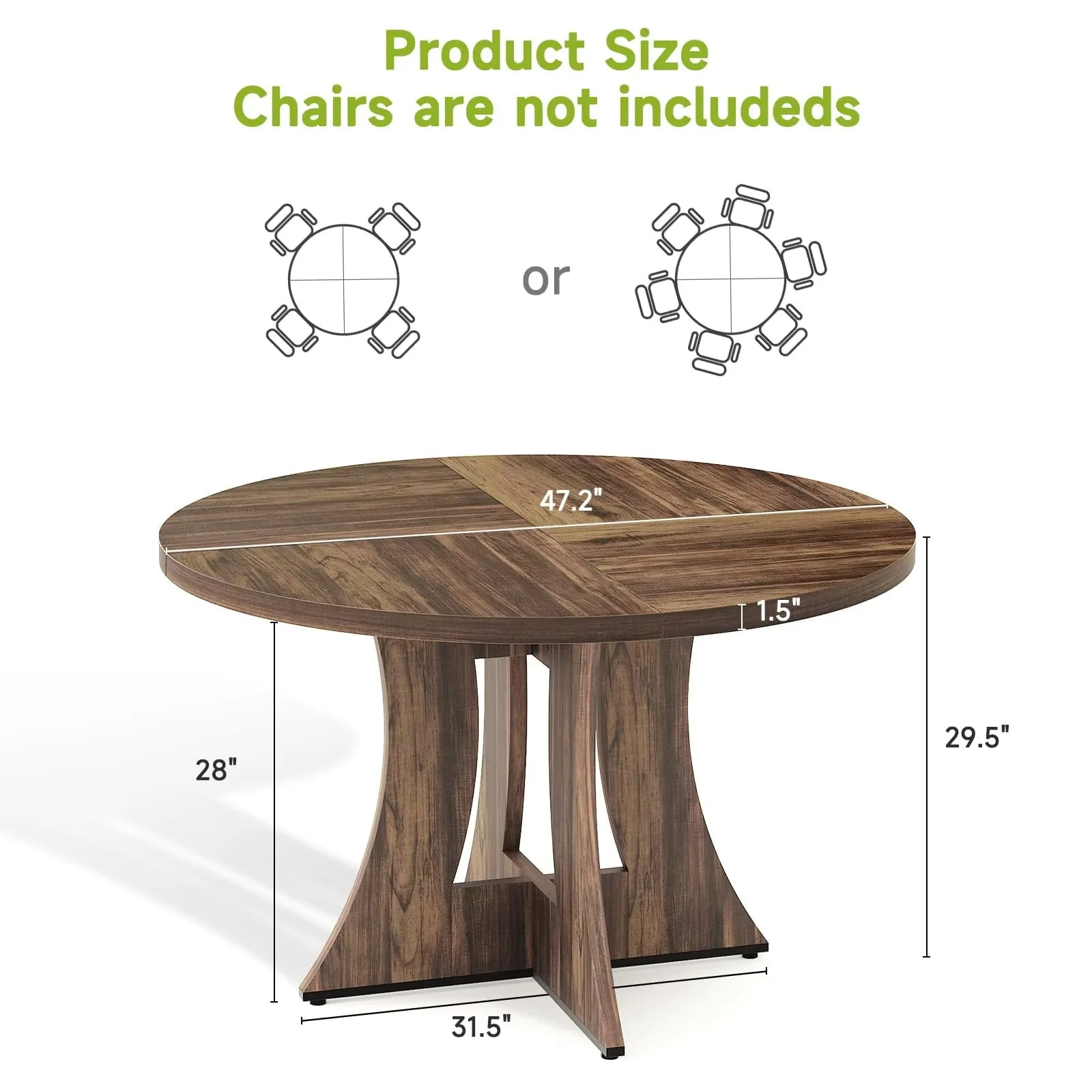 Stretchable Wooden Round Dining Table Household Kitchen Multifunctional Dining Table and Chair Combination Set