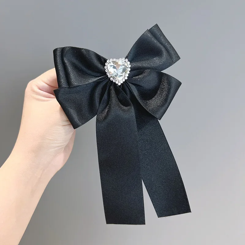 New Korean Transparent Love Rhinestone Elegant Bow Duck Billed Hair Clip Top Clip Sweet Fashion Versatile Hair Accessories