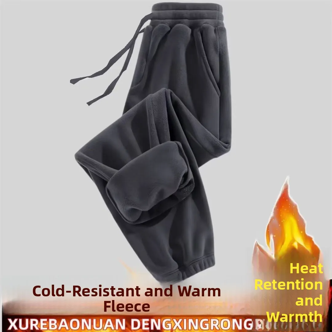 

Women's Thickened Fleece Lined Drawstring Pants Double Sided Fleece Sweatpants Loose Trousers Winter Warm Casual Trousers