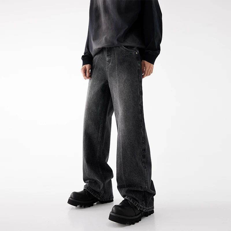 

Autumn Winter Men's 88% Cotton Baggy Jeans High Street Fashion Straight Wide Legs Casual Denim Trousers Male Quality Clothing
