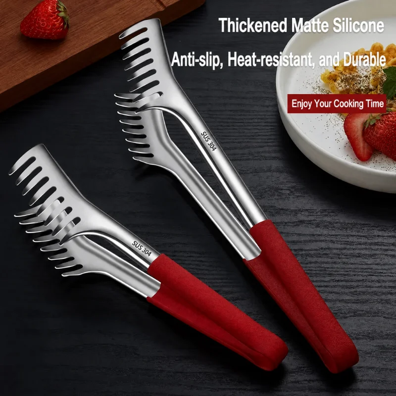 Multi Purpose Food Clips Stainless Steel Cooking Food Serving Tongs Noodle Beef Steak Tong Extended Anti Scald Cooking Utensils