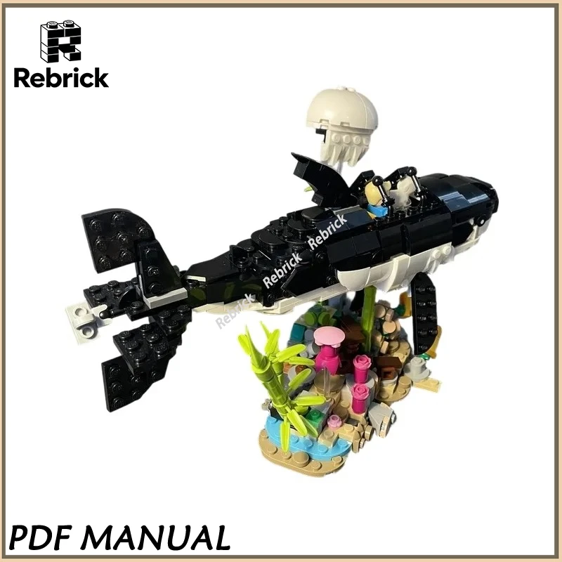 

Creative Shark Submarine MOC Building Bricks Deep Sea Submersible Model for Collection and Display Blocks