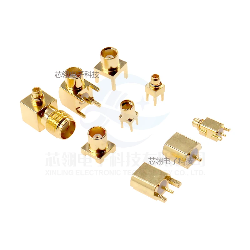 MCX-KE Socket welded PCB circuit board MCX-JE-KWE female head seat son Four-legged curved right Angle MCX patch antenna