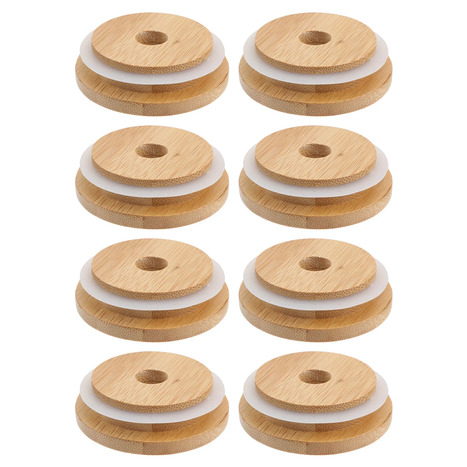 24pcs 70mm Bamboo Wide Mouth Can Covers Lid Coffee Wide Mouth Can Coverss With Lids Lids Coffee Mug Lids With Sealing Ring