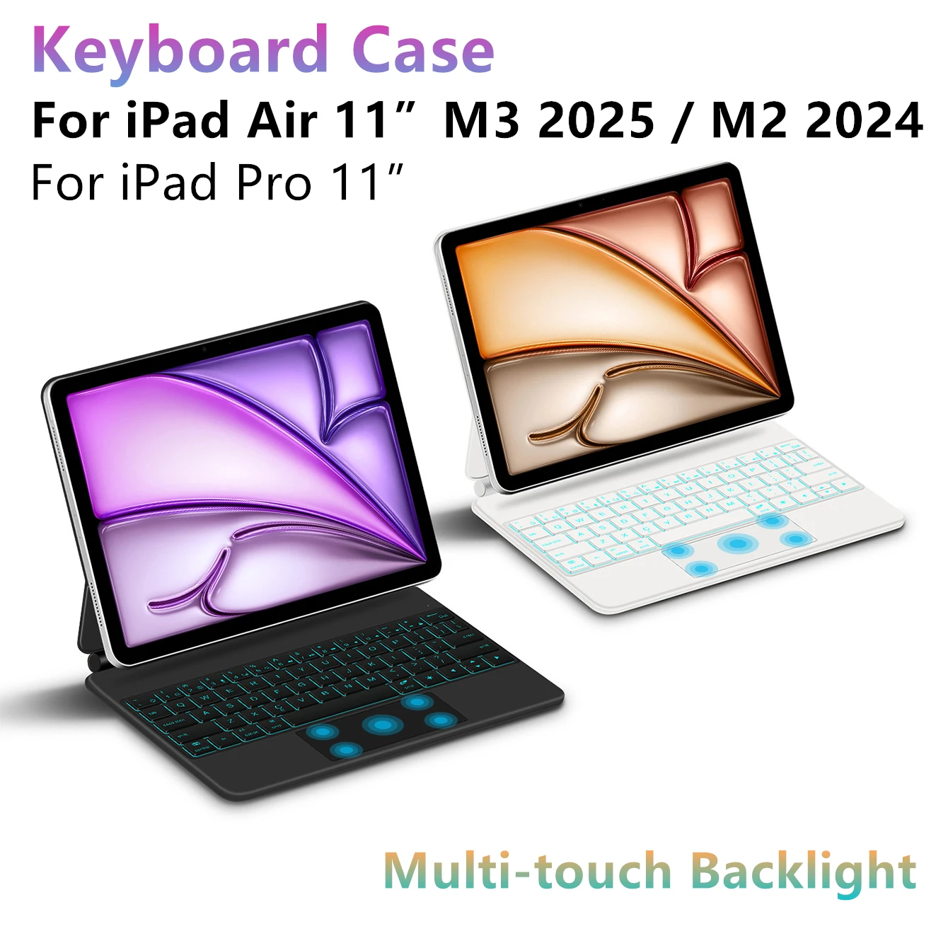 

Чехол с клавиатурой для iPad Air 11 дюймов M3 2025 M2 7-й 6, 5-й 4-й поколение Air11 Pro 3-й волшебный чехол-книжка с клавиатурой Multi-touch