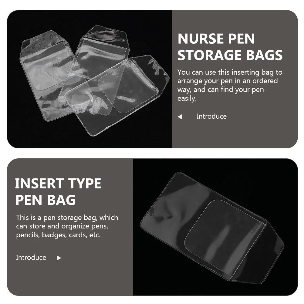 20 قطعة حقيبة القلم الشفاف بولي كلوريد الفينيل أكياس تخزين قلم رصاص إدراج نوع ل معاطف للأطباء والممرضات مستشفى مكتب المنظم العرض