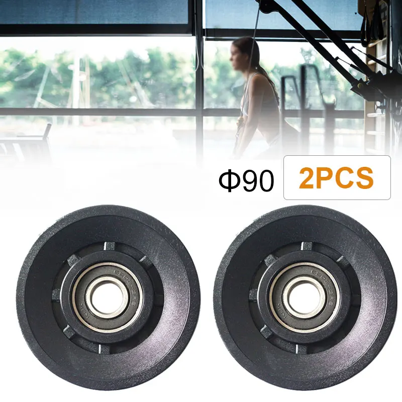 2 Pcs Bearing Pulley 70mm/90mm/105mm Diameter Nylon Bearing Pulley Wheel Cable Gym Fitness Equipment Part