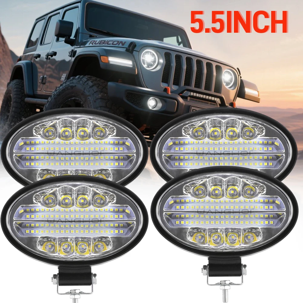 

5,5-дюймовая светодиодная панель для бездорожья 4x4 Светодиодные рабочие фары 12-24 В Светодиодные фары Дополнительные прожекторы Автомобильные противотуманные фары для ATV UTV Грузовик SUV