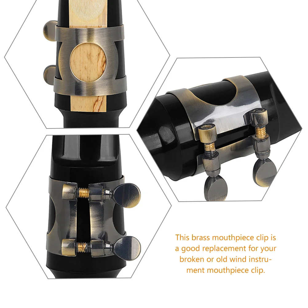 

Brass Saxophone Ligature Professional Wind Instrument Accessory Durable Lightweight Affordable Musician Decorative Clip