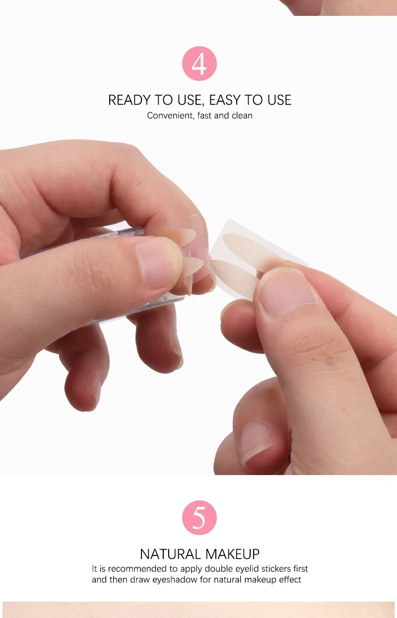 600 teile/schachtel Doppel Augenlid Band Unsichtbare Aufkleber Falten Selbstklebende Lift Augenlid Klebeband Klar Beige S/L Make-Up werkzeug Zubehör – Detail 6