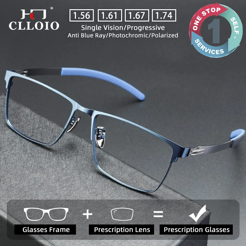 

Очки CLLOIO Business Sporty без оправы из титана с защитой от синего света, для коррекции близорукости, прогрессивные очки для чтения
