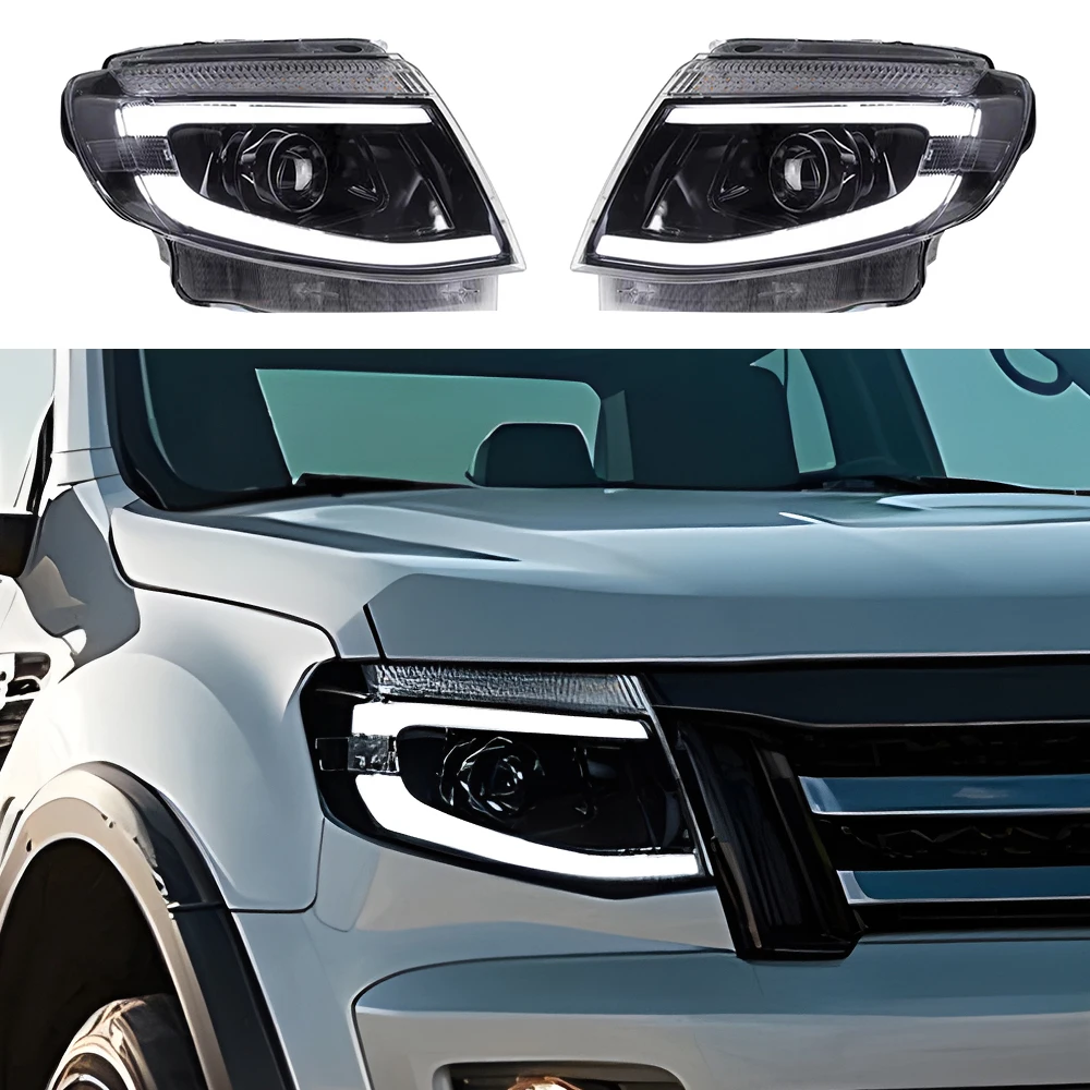 

Высококачественные бифокальные проекционные линзы для модернизации автомобиля, аксессуары для передних фар Ford Ranger T6 2012-2014, светодиодные фары в сборе.