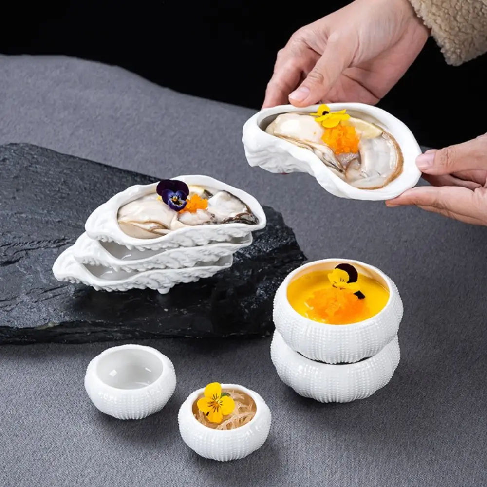 Tableware Ceramic Oyster Plate Irregular Exquisite Sushi Sashimi Plate Reusable Multi-Function Dessert Tray Abalone